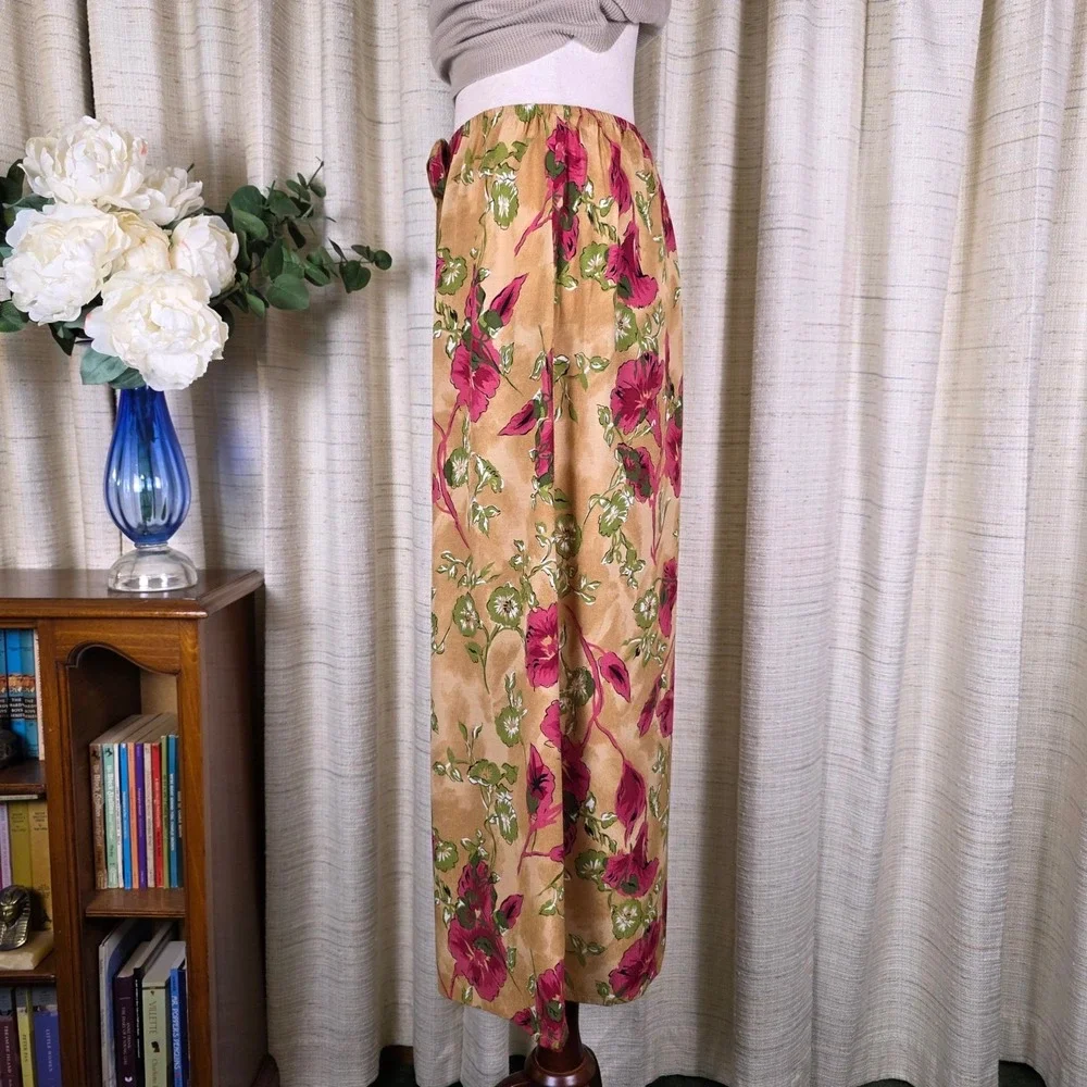 Vintage 90s Slip Skirt Size M‎ Floral Button Front Midi Soft Grunge Fairy Y2K